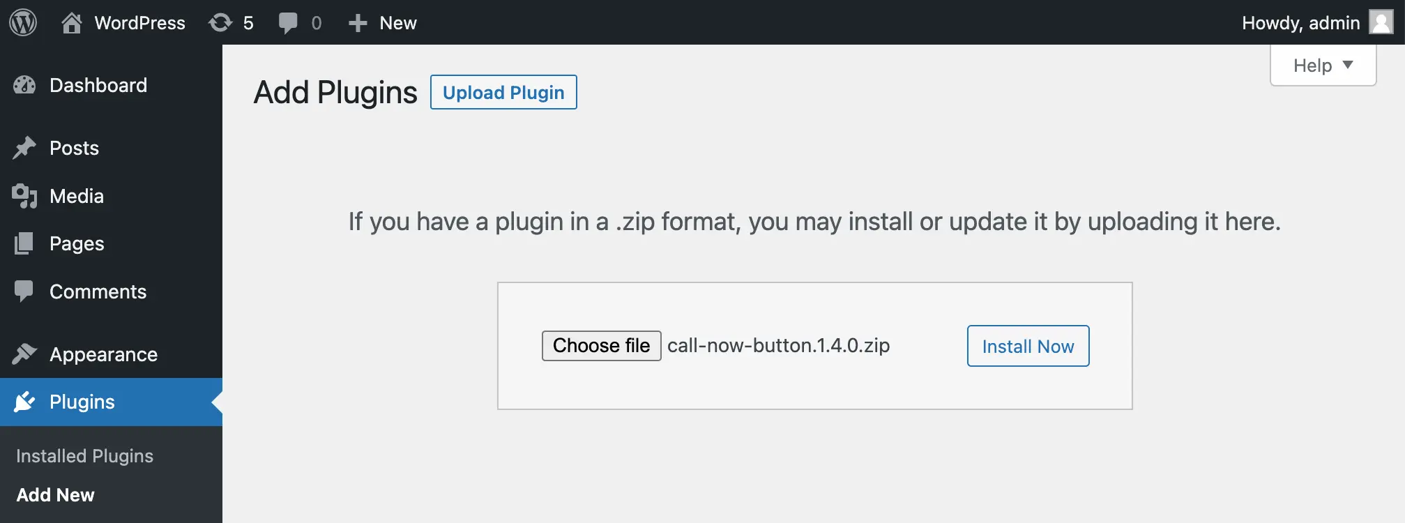 Add a click to call button to your website in WordPress - manual plugin installation