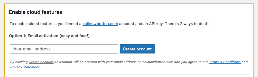 Enter your email address in the field under Option 1: Email activation